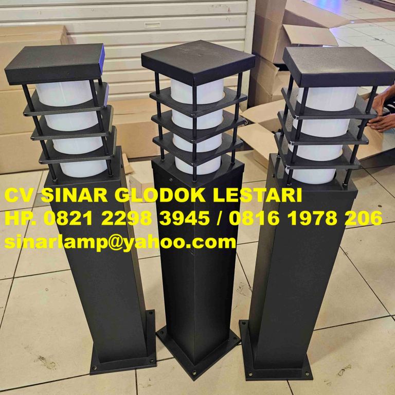 Lampu Bollard Pedestrian Minimalis GL Bollard Kotak Kisi Black